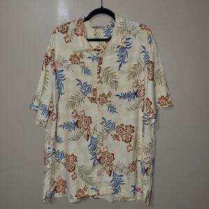 Paradise‎  Collection Men's Orchid Hawaiian Shirt Men's XXL  Short Sleeve SILK